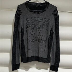 Armani Exchange Black and Gray Knit Sweater